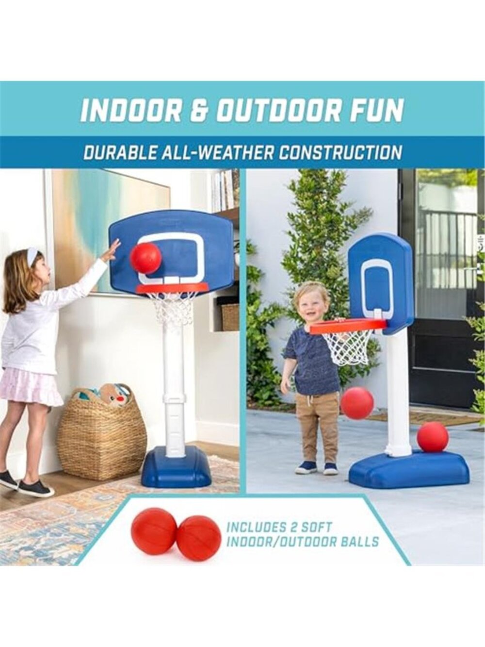 Toddler Basketball Set - Kids Indoor & Outdoor Toy Hoop with Adjustable Height - Picture 5 of 6